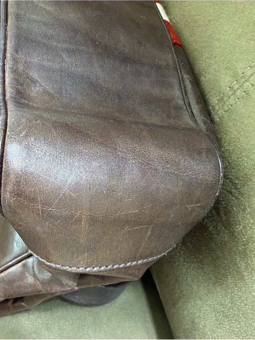 Vintage BALLY Trainspotting Tote Handbag Brown Calfskin Leather Red White stripe - Picture 9 of 10
